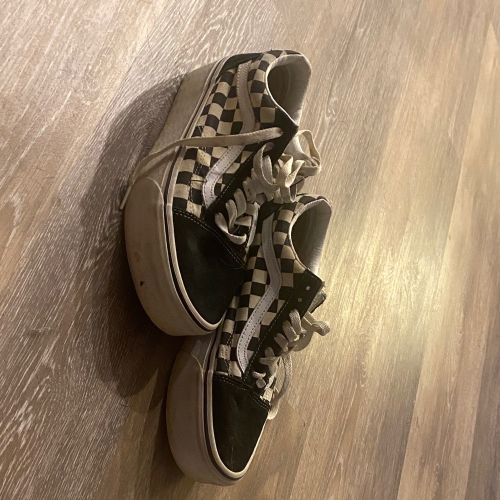 Vans Checkerboard Low-Top Sneakers in Black & White